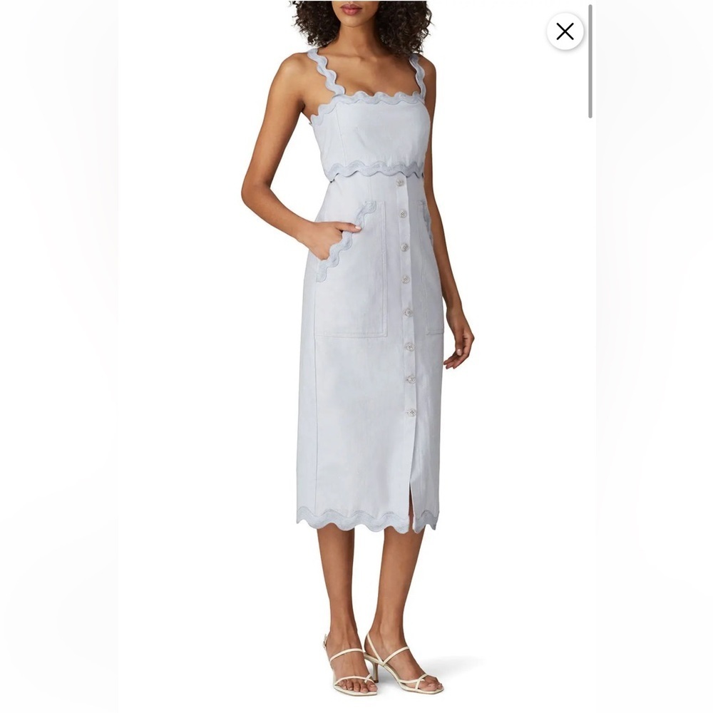 SOLD Rebecca Taylor Slub Midi Dress- Baby Blue- Size 4 (small/smaller medium)